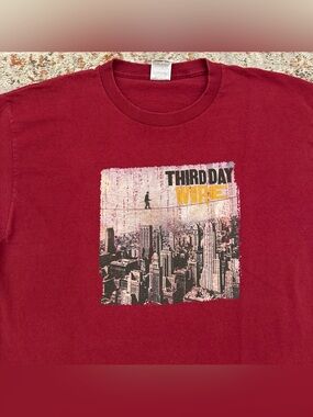 VTG Third Day Wire Band Tee Maroon Graphic T-Shirt L